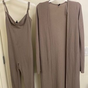 Gray jumpsuit and jacket